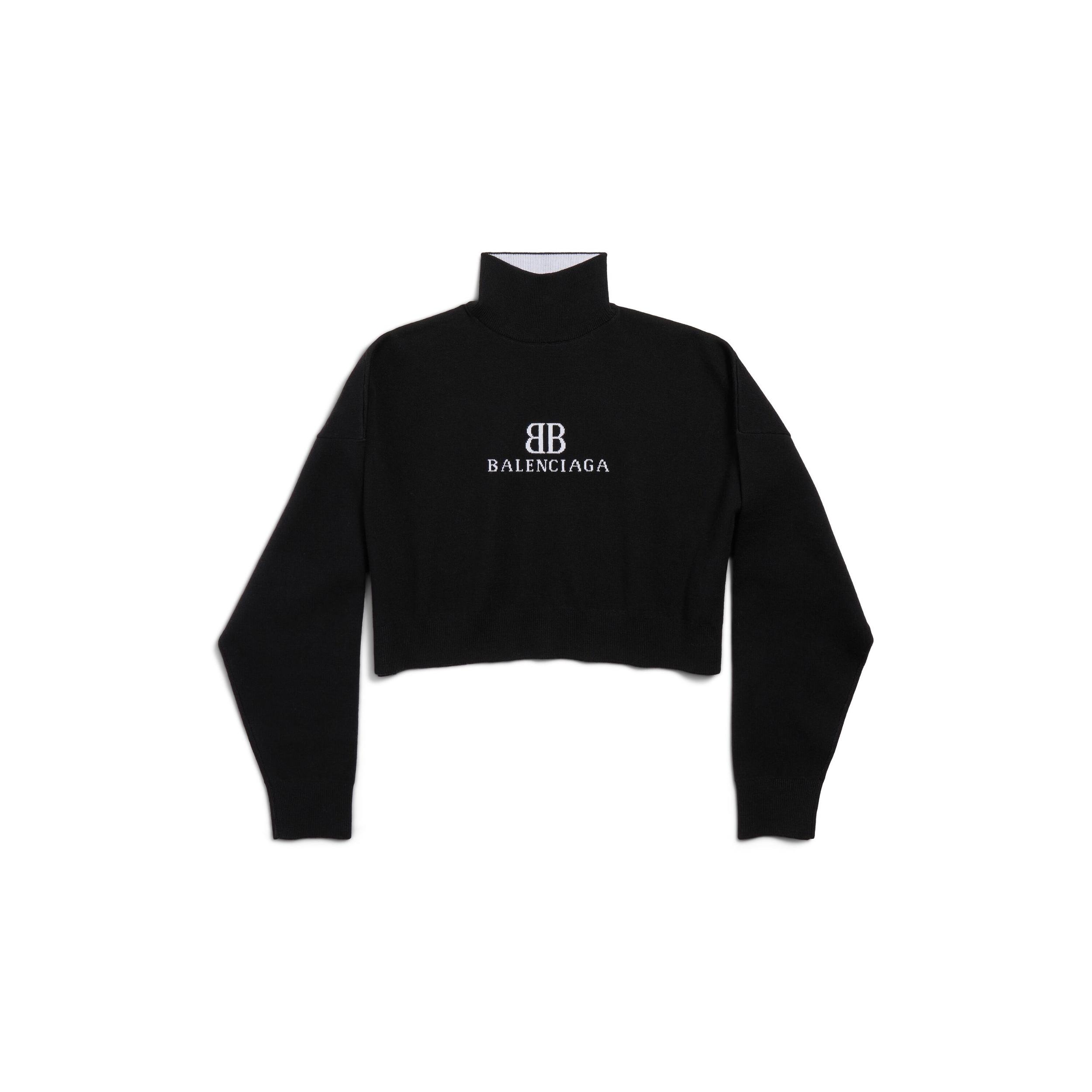 Women's Cropped Highneck in Black/white Product Image