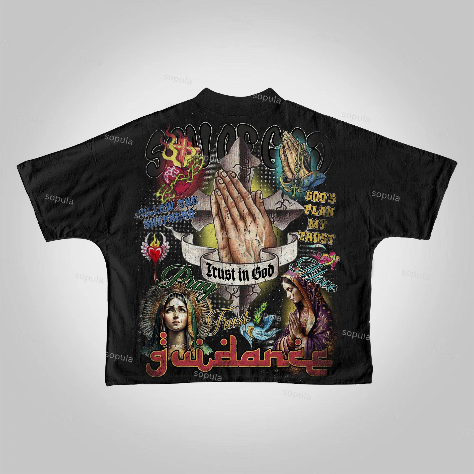 Sopula Son Of God Vintage Collage Graphics Cropped T-Shirts Product Image