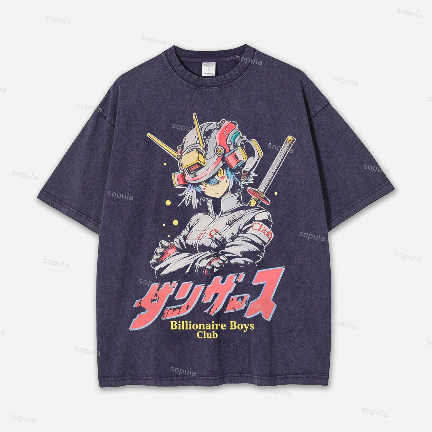 Cyberpunk Anime Futuristic Graphic Acid Washed T-shirt Product Image