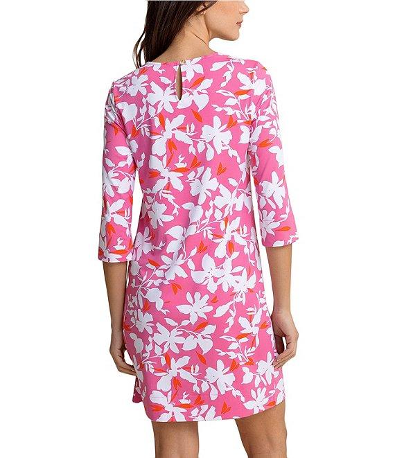 Southern Tide Leira Blossom Bay Crew Neck 3/4 Sleeve Dress Product Image
