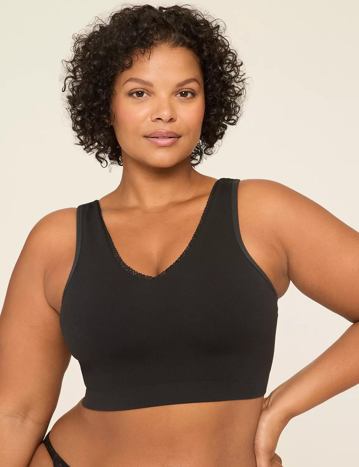 Seamless V-Neck Lace-Trim Bralette Product Image