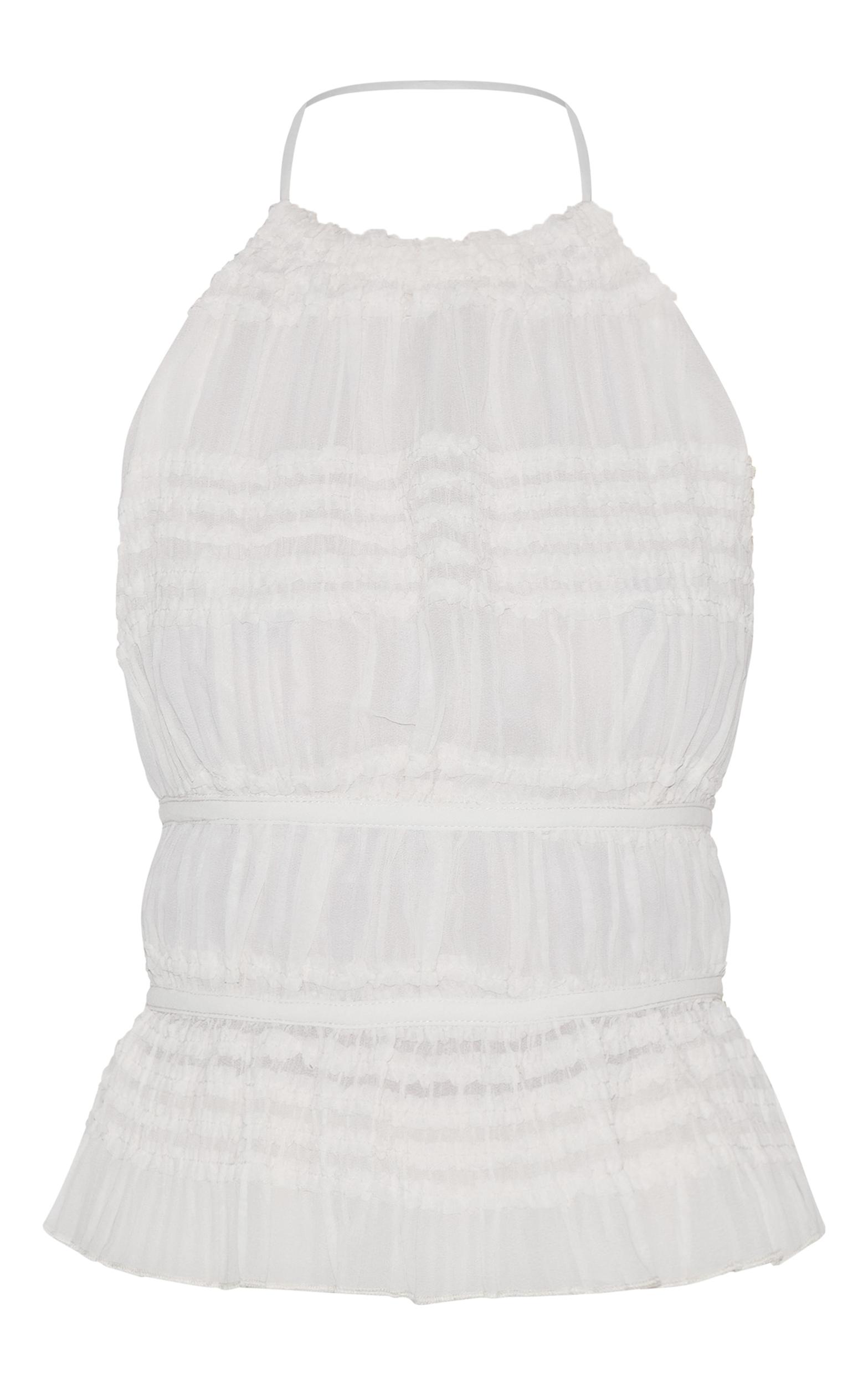 Cream Texture Frill Halter Neck Top Product Image