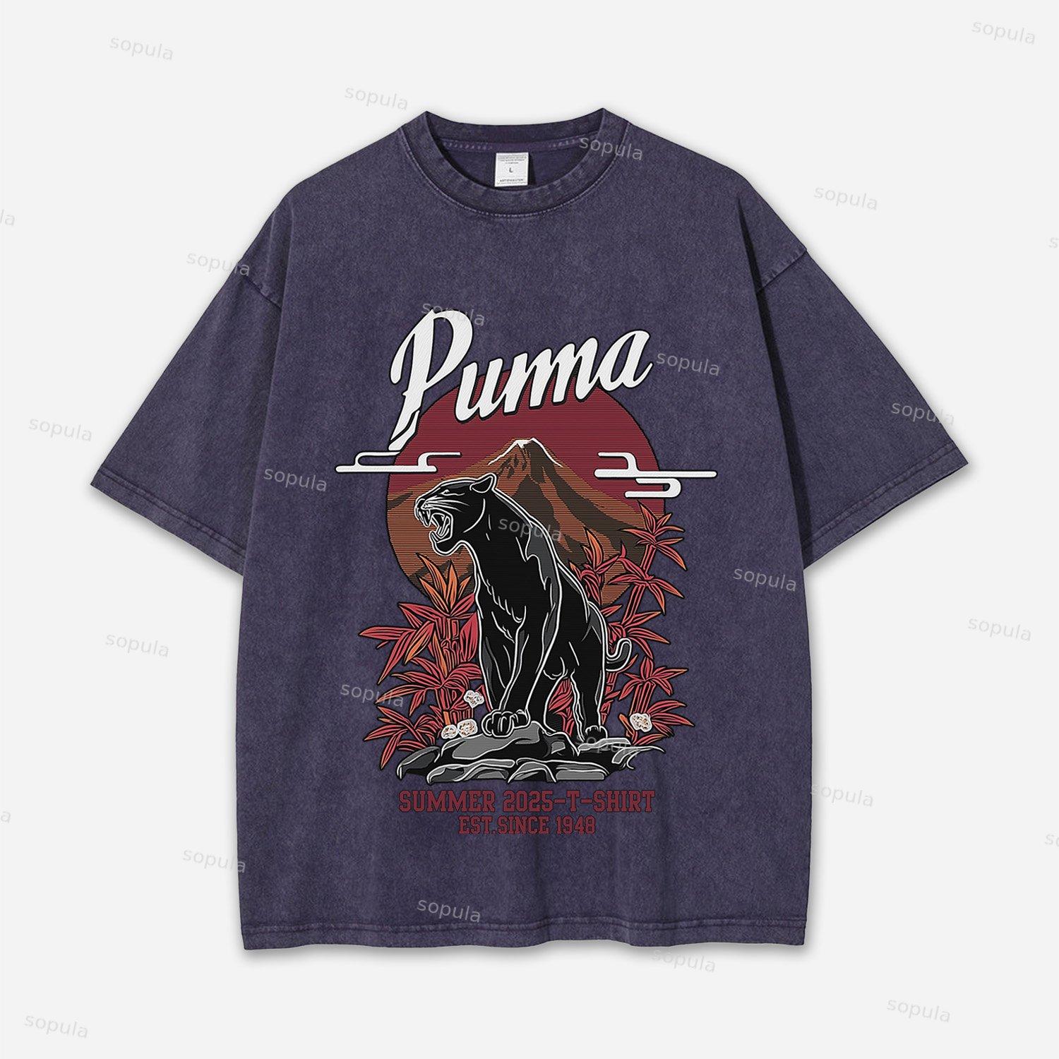 Mount Fuji Black Panther Washed T-shirt Product Image