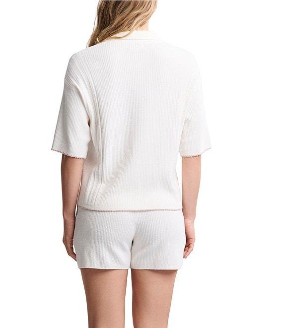 Barefoot Dreams CozyChic Ultra Lite Contrast Scallop Short Sleeve Shirt and Short Set Product Image