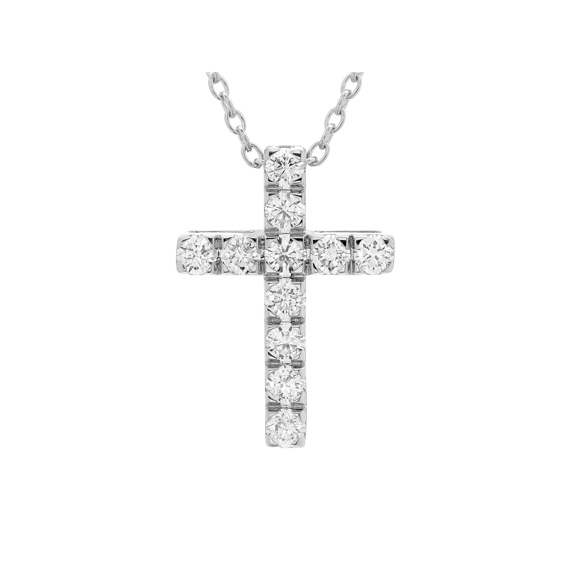 The Regal Collection 14k Gold 1 Carat T.W. Certified Diamond Cross Pendant Necklace, Womens 14k White Gold Product Image