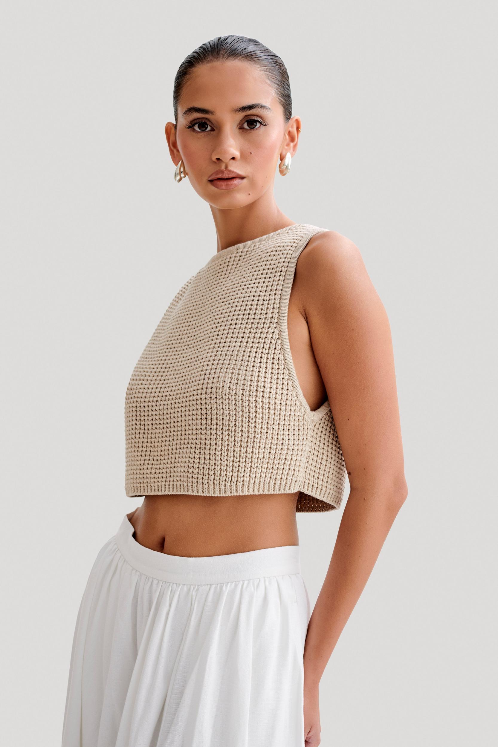 Gianni Sleeveless Knit Top - Natural Product Image