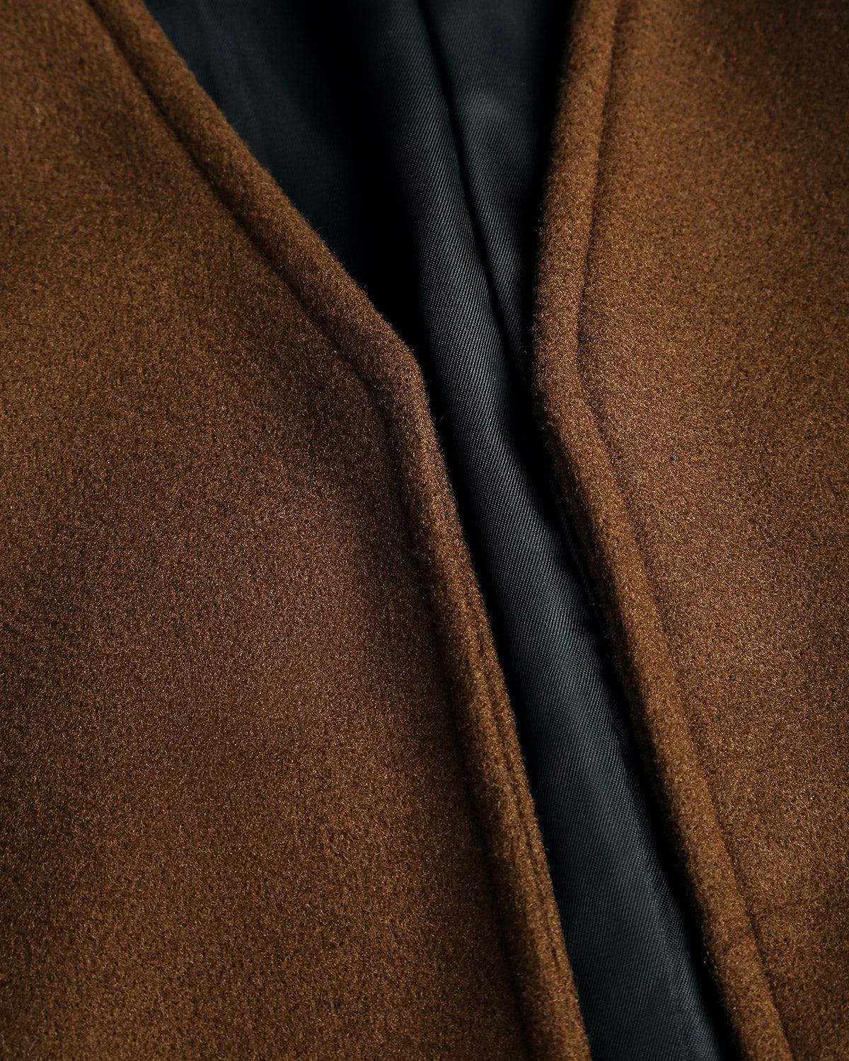 Coffee V Neck Casual Coat Product Image