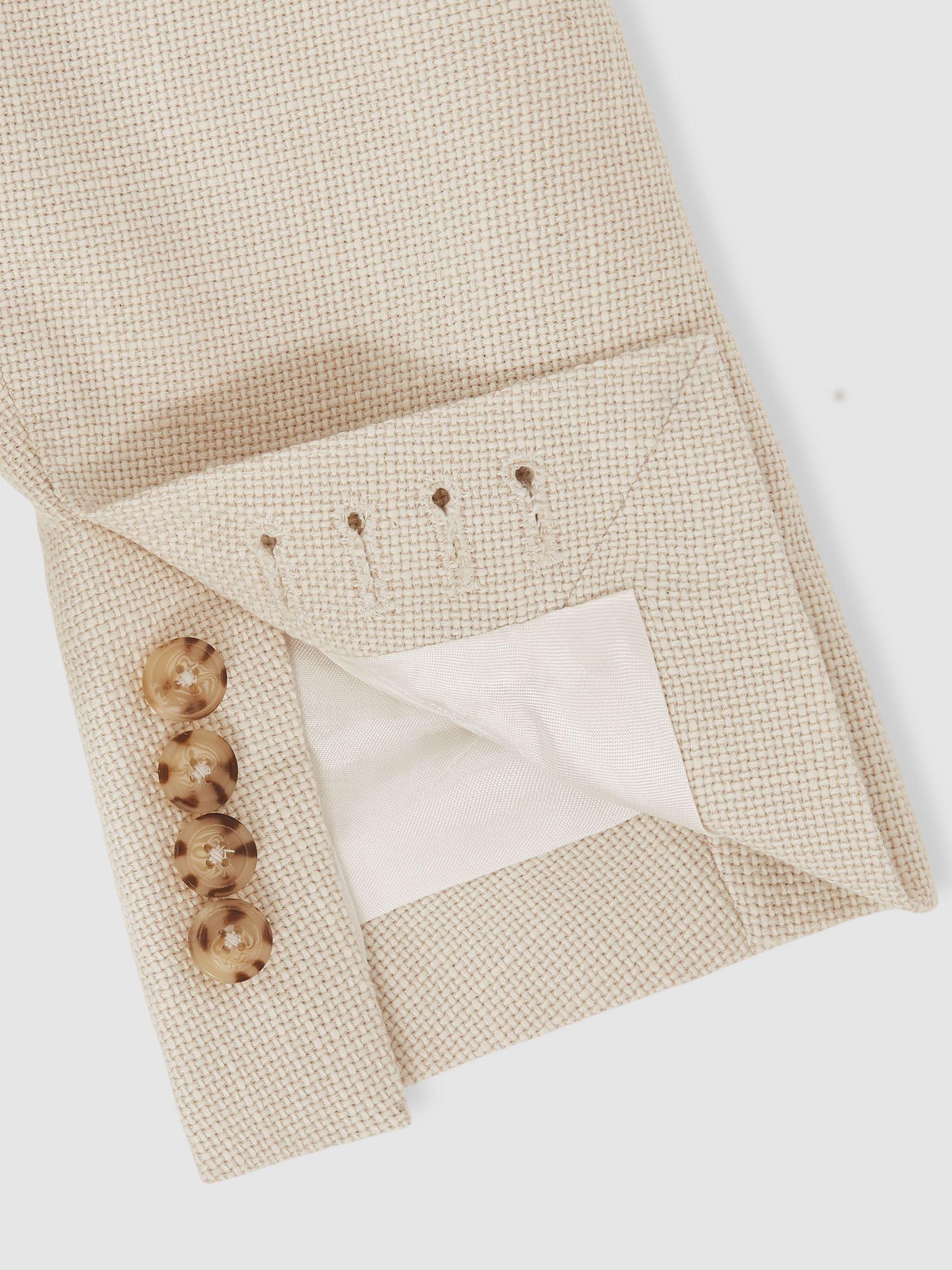 Slim Fit Single Breasted Textured Blazer with Cotton in Stone Product Image