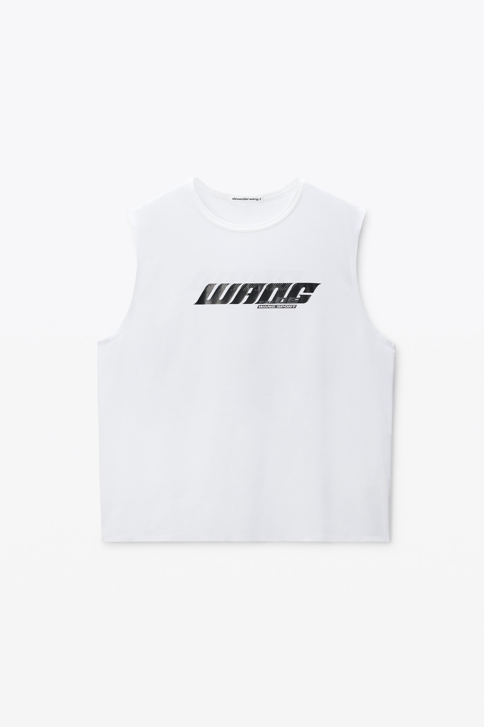 White Laser-cut Logo Muscle Shirt  Product Image