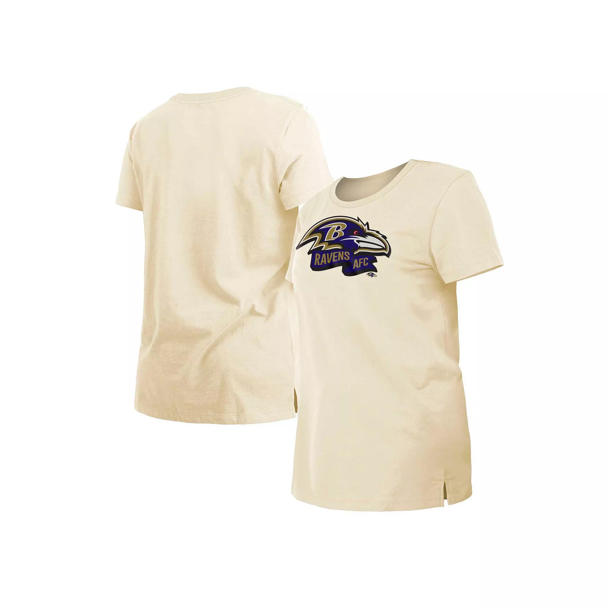 Women's New Era Cream Baltimore Ravens Chrome Sideline T-Shirt,  Product Image