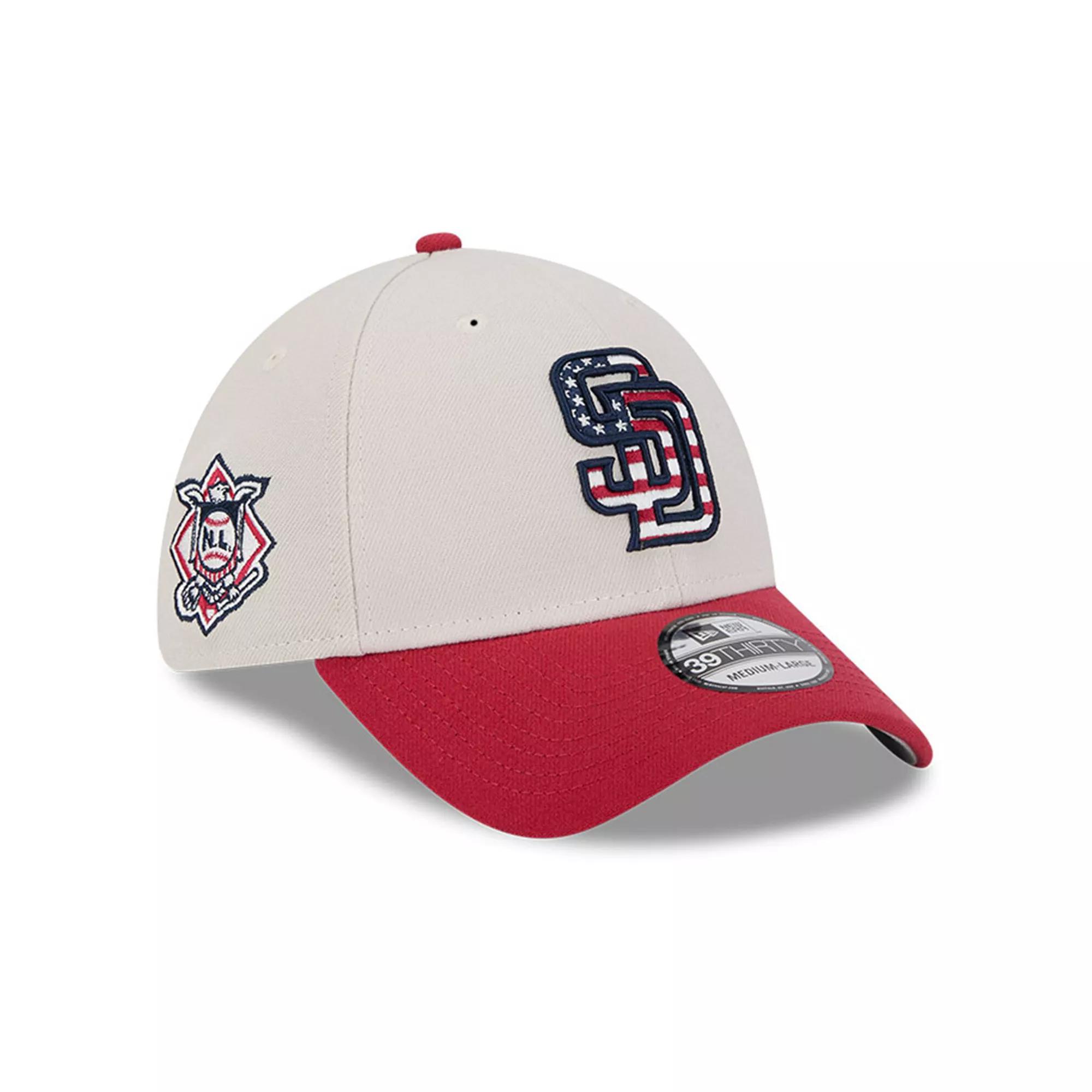 Men's New Era  Khaki/Red San Diego Padres 2024 Fourth of July 39THIRTY Flex Hat, Size: Large/XL, Beig K Product Image