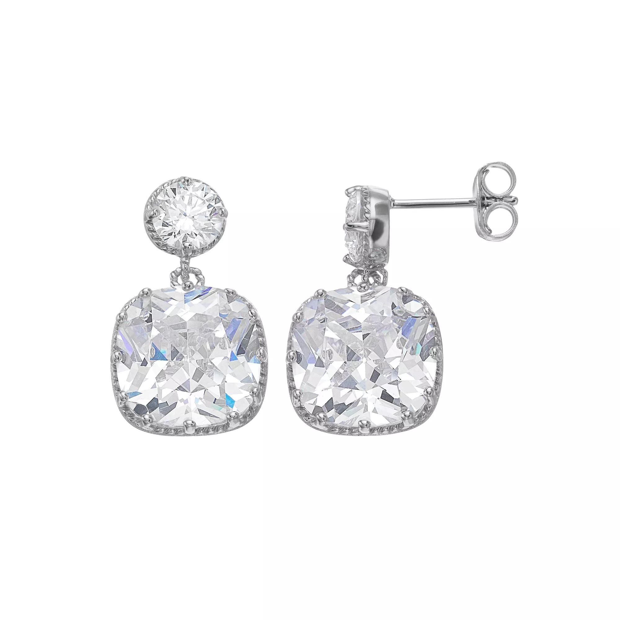 Rosabella Sterling Silver Cubic Zirconia Dangle Earrings, Women's Product Image