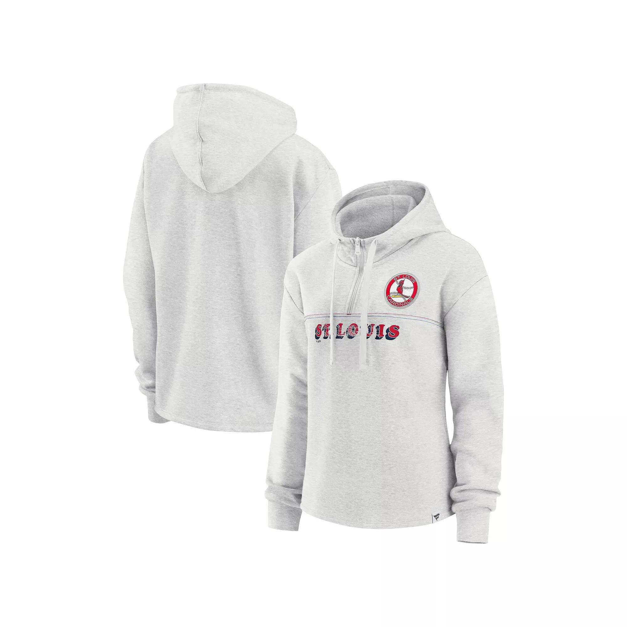 Women's Fanatics Branded Oatmeal St. Louis Cardinals True Classics Legacy Quarter-Zip Hoodie,  Product Image