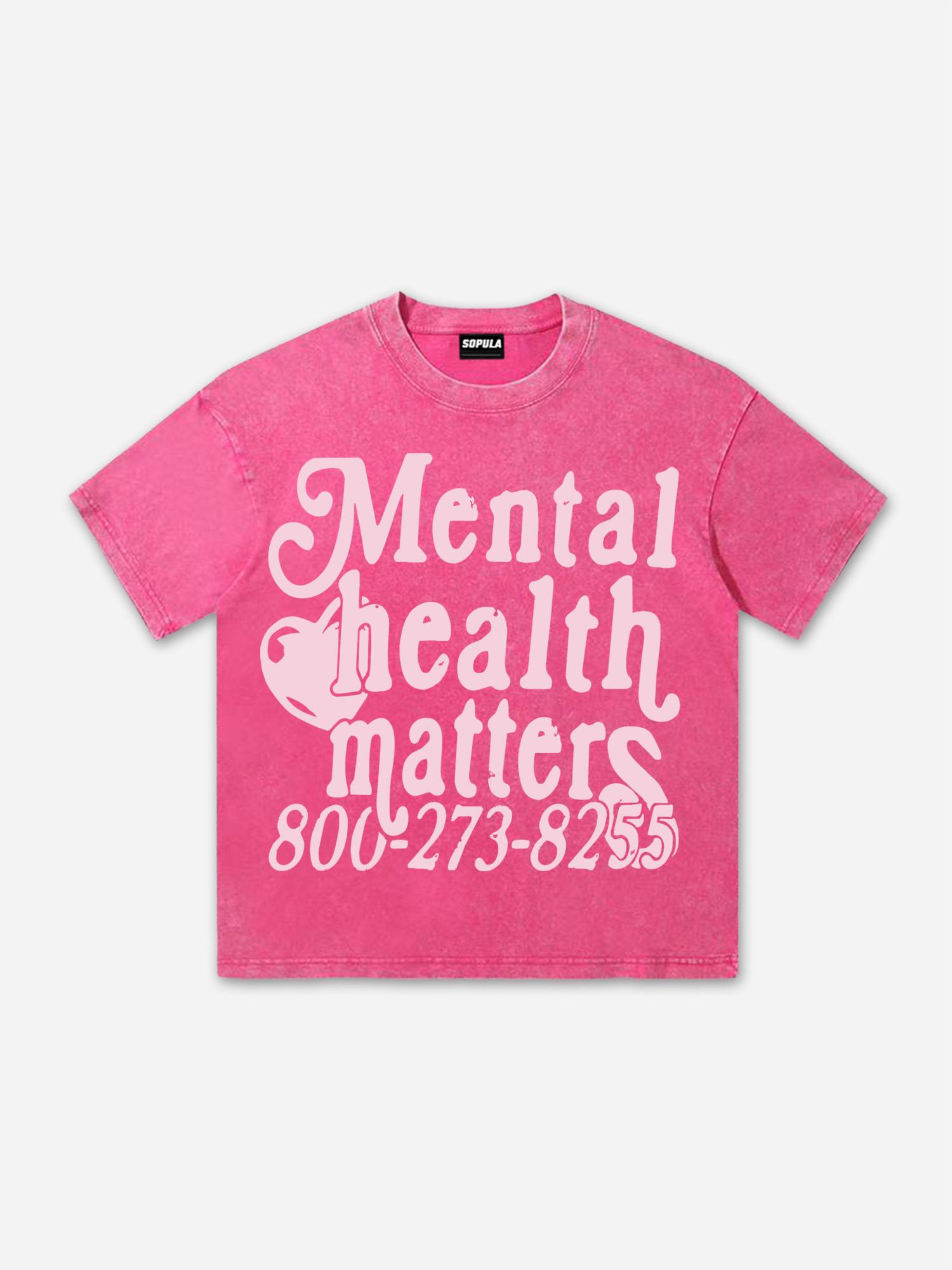 Vintage Mental Health Matters Graphic Acid Wash Oversized T-shirt Product Image
