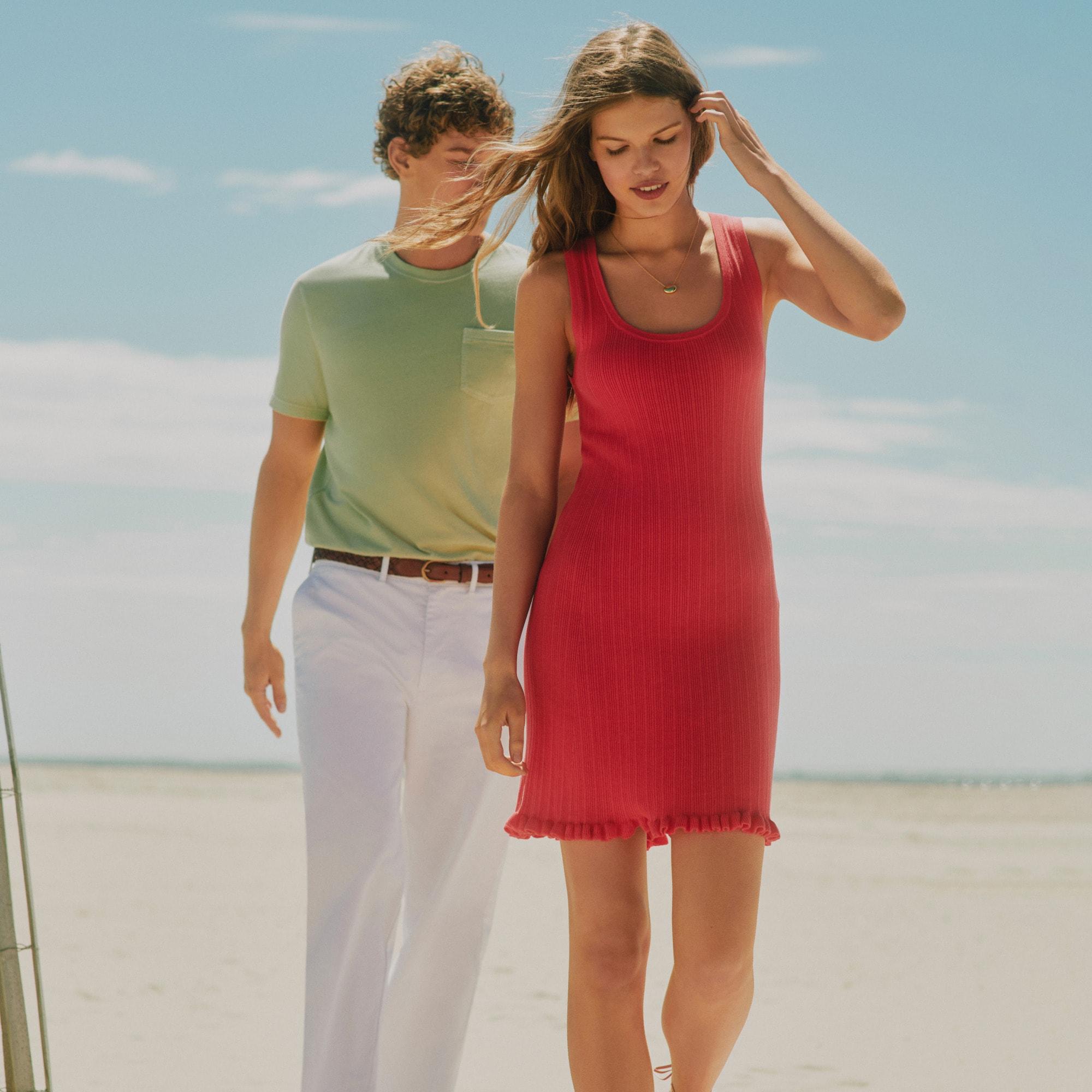 Ruffle-trim sweater-dress in premium ultra-fine cotton Product Image