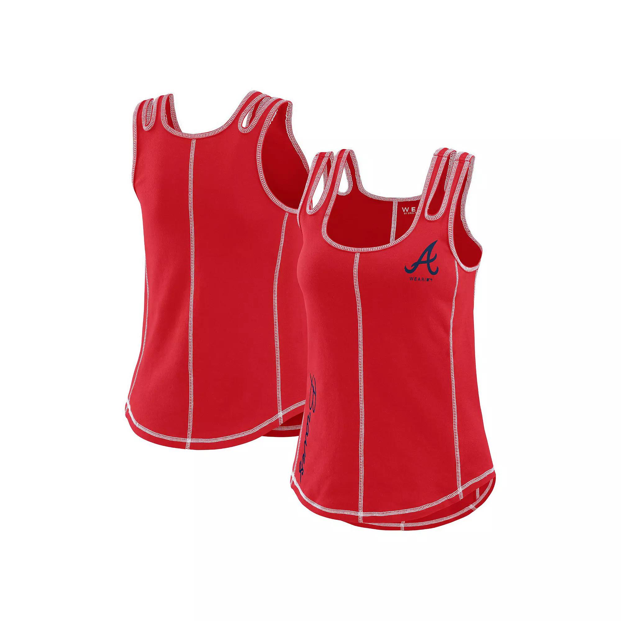 Women's WEAR by Erin Andrews Red Atlanta Braves Contrast Stitch Tank Top,  Product Image