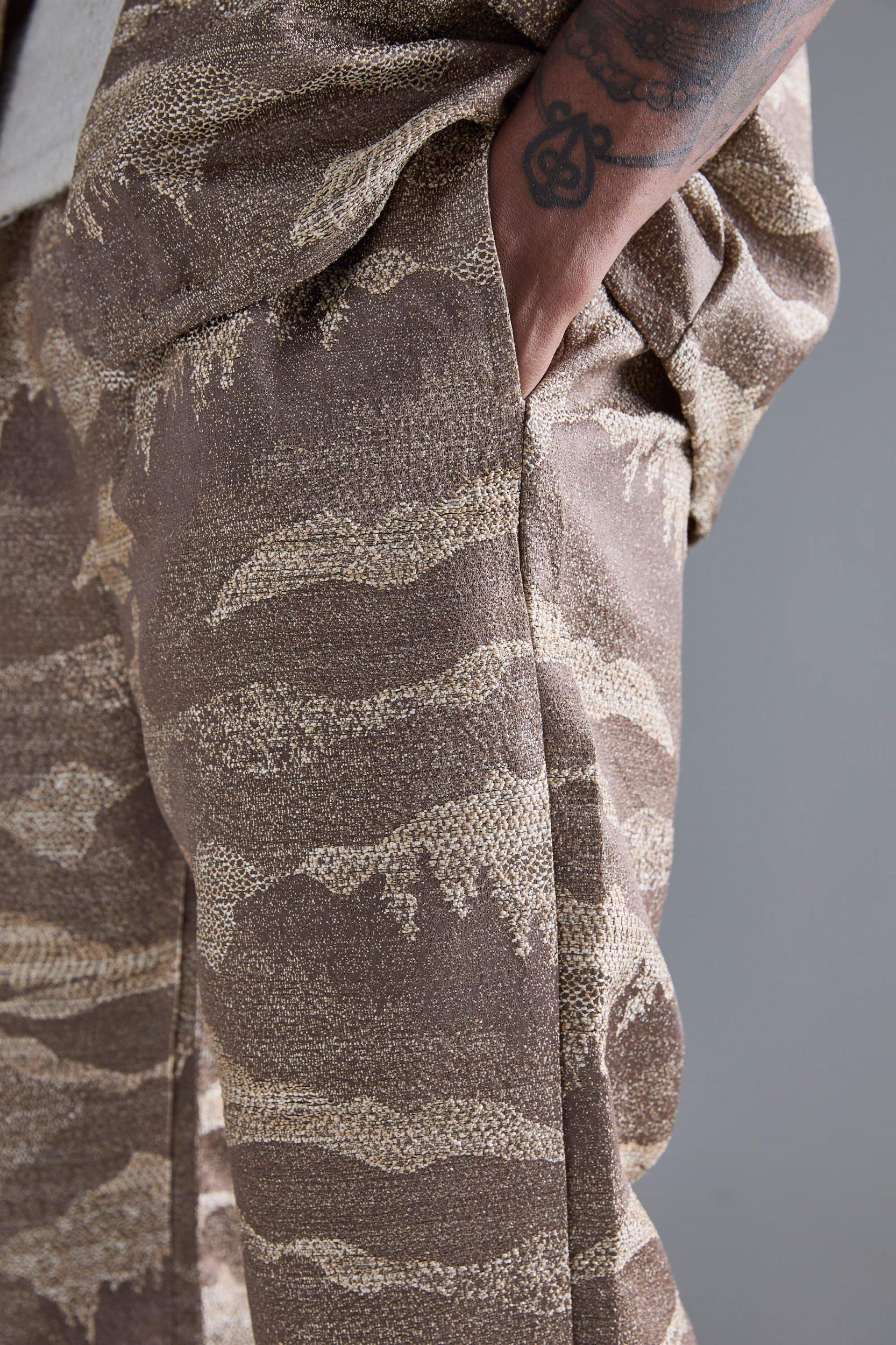 Tall Elasticated Waist Slim Gusset Tapestry Pants | boohooMAN USA Product Image