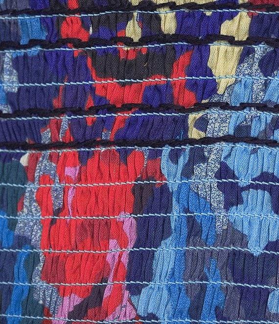 Ro's Garden Trinity Smocked Square Neck 3/4 Sleeve Floral Coordinating Crop Top Product Image