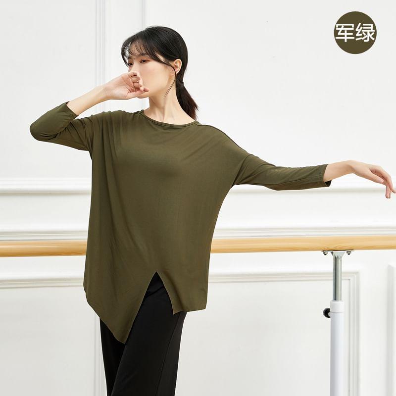 Long-Sleeve Plain Asymmetrical Dance T-Shirt Product Image
