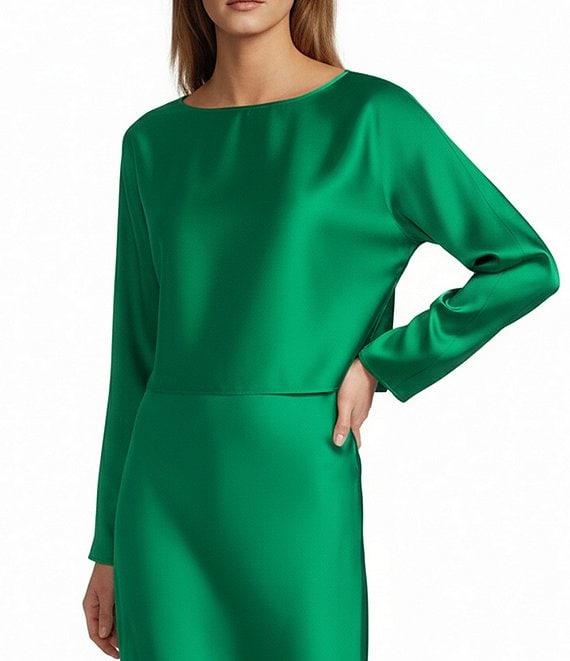 Antonio Melani Blyss Boat Neck Long Sleeve Coordinating Satin Blouse Product Image