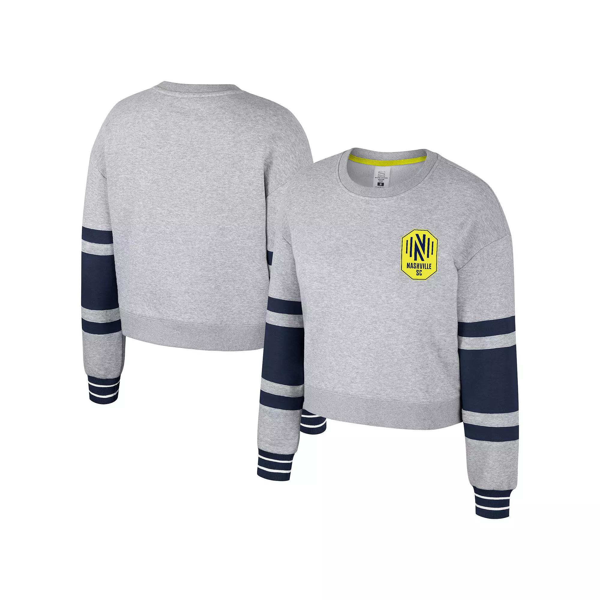 Women's Stadium Essentials Heather Gray Nashville SC Scrimmage Cropped Pullover Sweatshirt,  Product Image