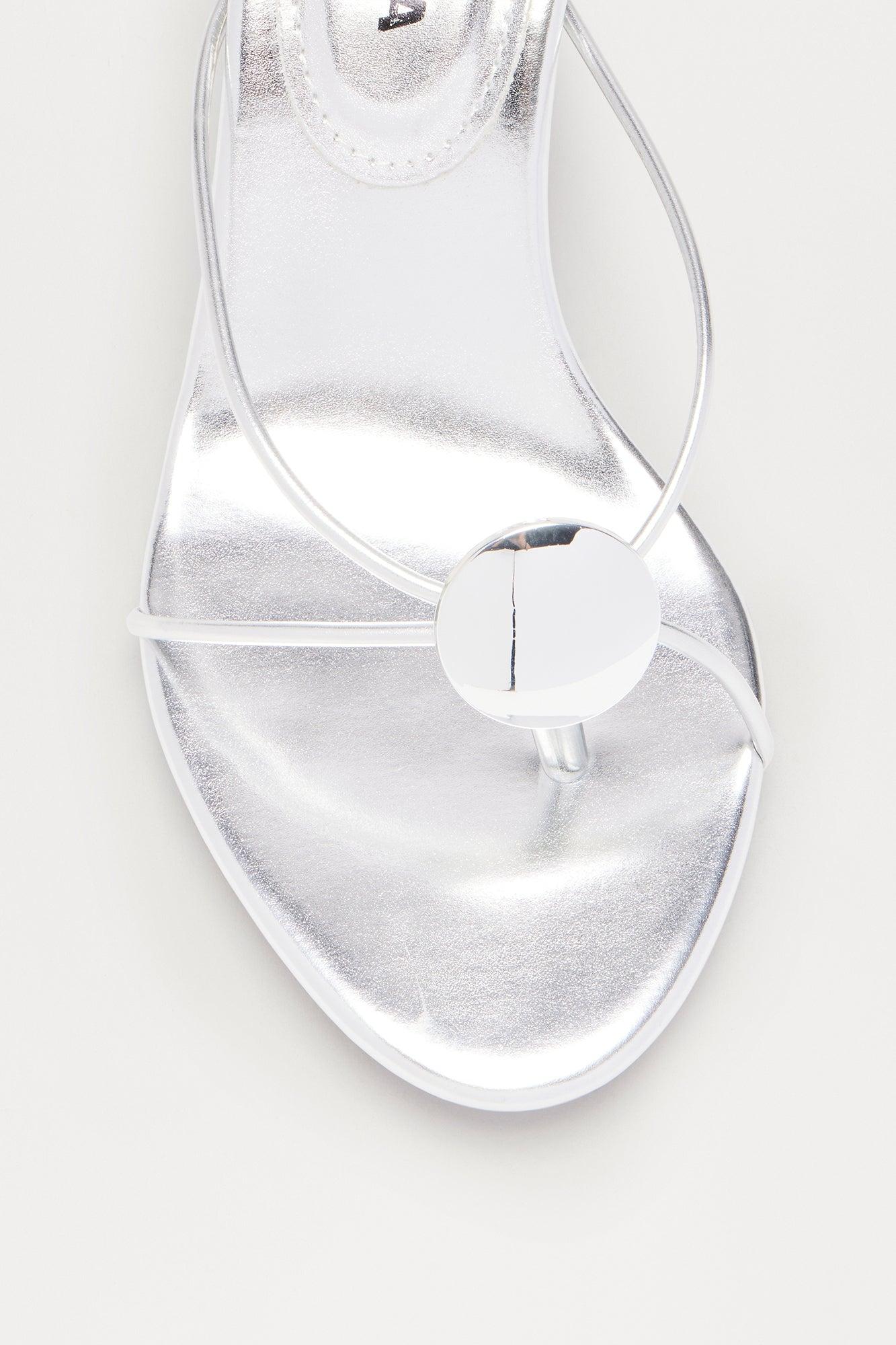 Mal Hardware Thong Mules - Silver Female Product Image