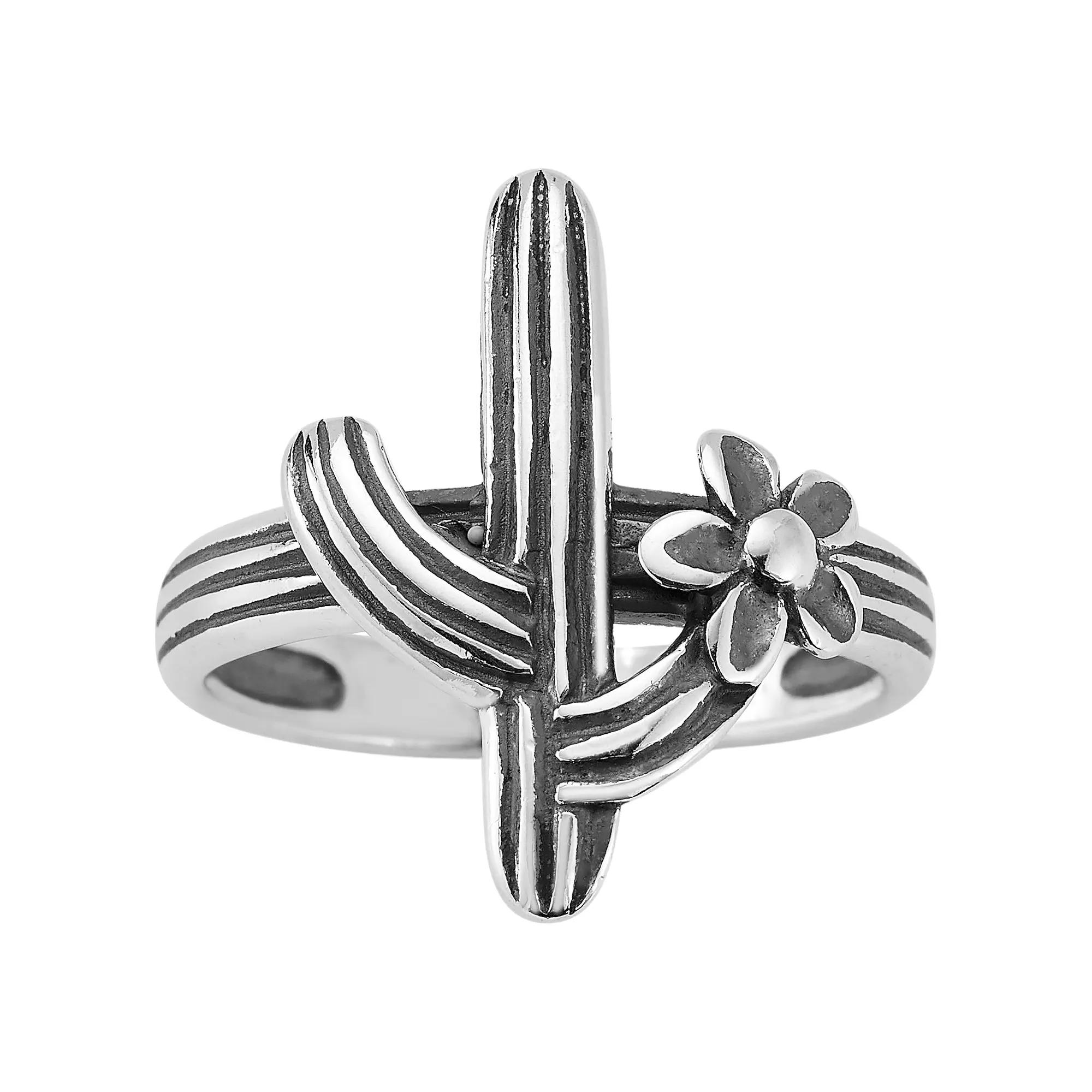 Sunkissed Sterling Rhodium Over Sterling Silver Cactus Ring, Women's, Size: 5, Silver Tone Product Image