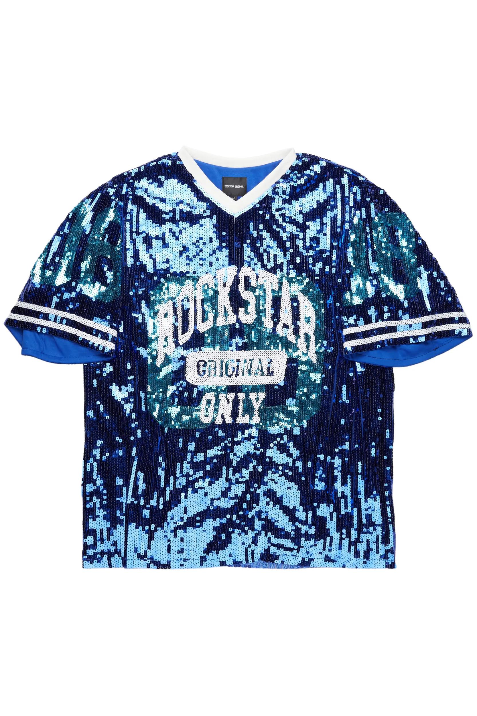 Touch Down Blue Sequin Mini Dress Female Product Image