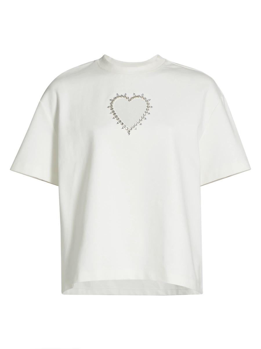 Womens Crystal Heart Cut-Out T-Shirt Product Image