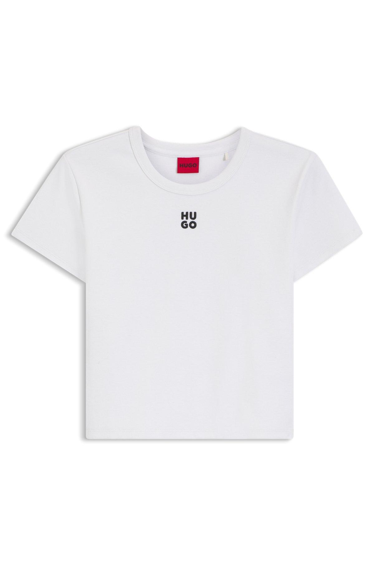 Stacked-logo cropped slim-fit T-shirt in a cotton blend Product Image