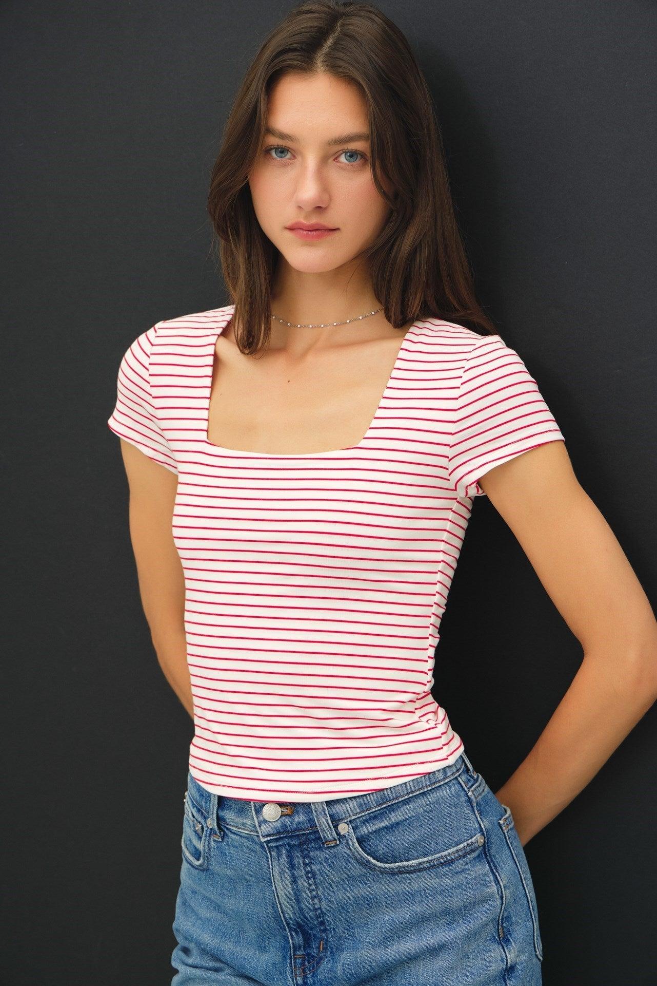 UB BASICS: SWEETEST SOUL STRIPED TOP Product Image