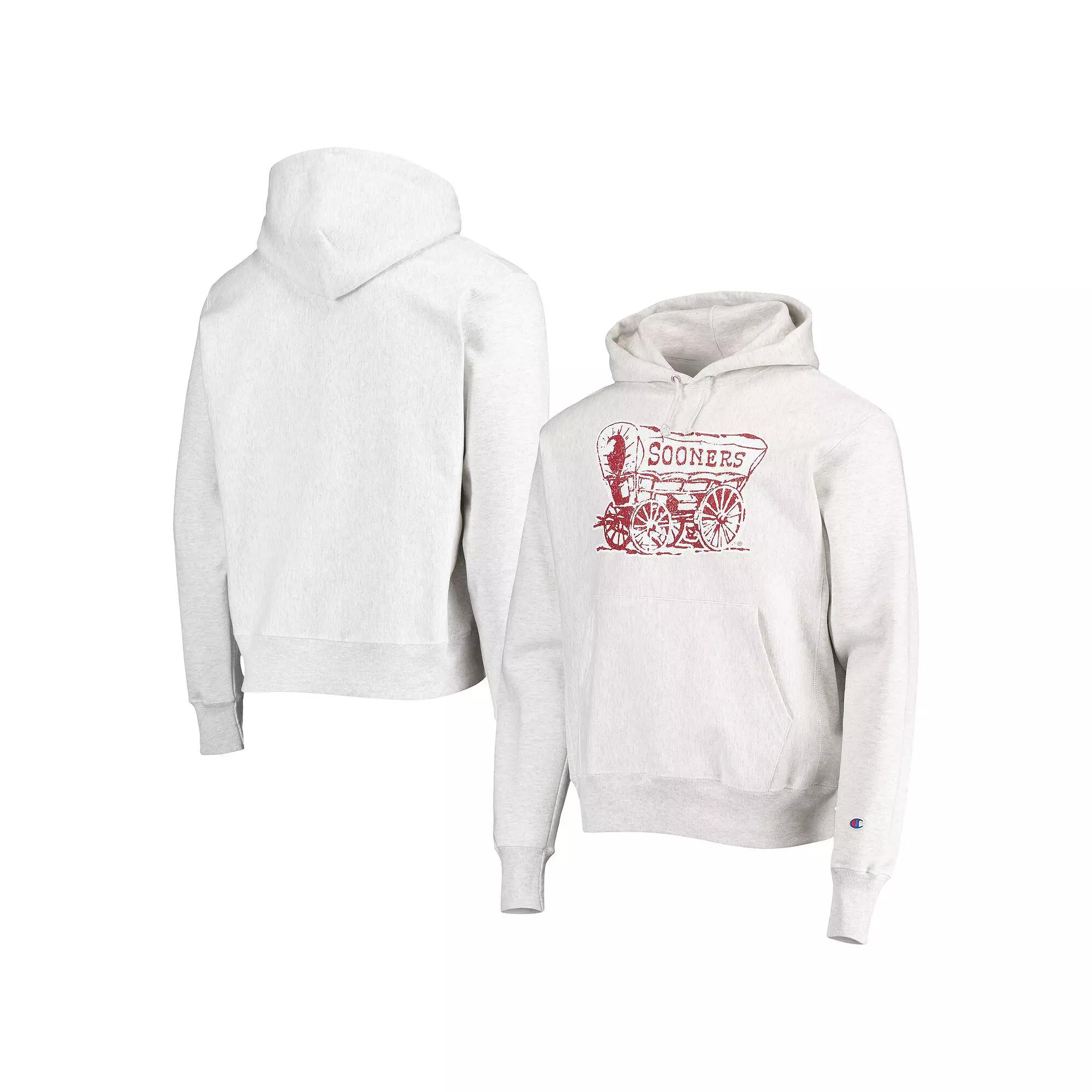Men's Champion Heathered Gray Oklahoma Sooners Team Vault Logo Reverse Weave Pullover Hoodie,  Product Image