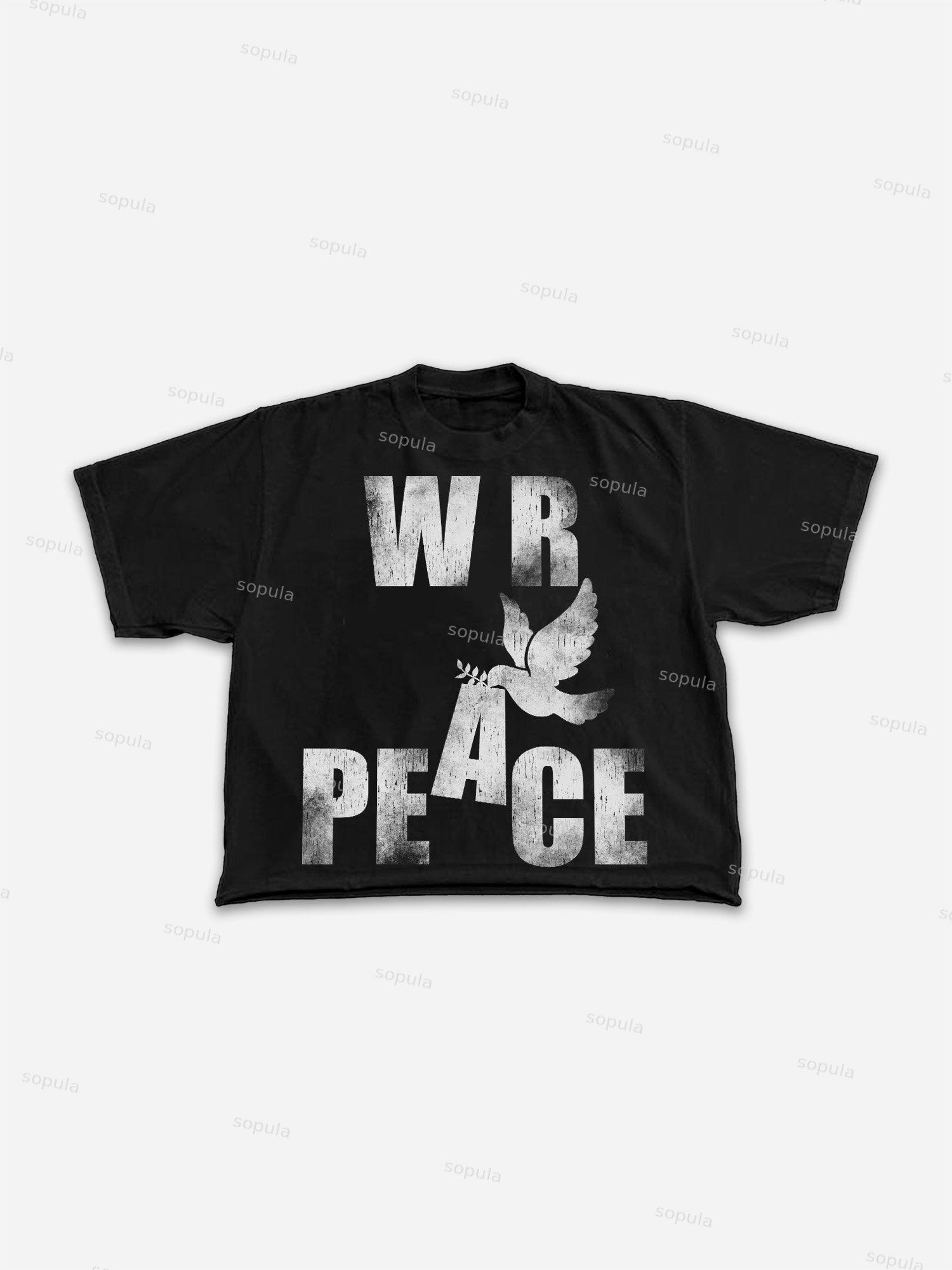 Dove Of Peace Slogan Vintage Graphic Cropped T-shirt Product Image