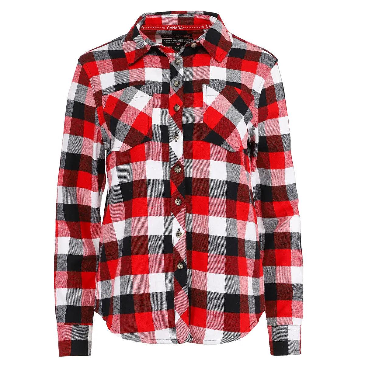 Canada Weather Gear Women's 2 Pocket Plaid Button Up Long Sleeve Shirt Product Image
