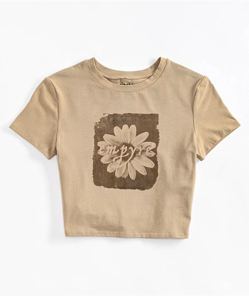 Empyre Brianna Blooming Beige Crop T-Shirt Product Image