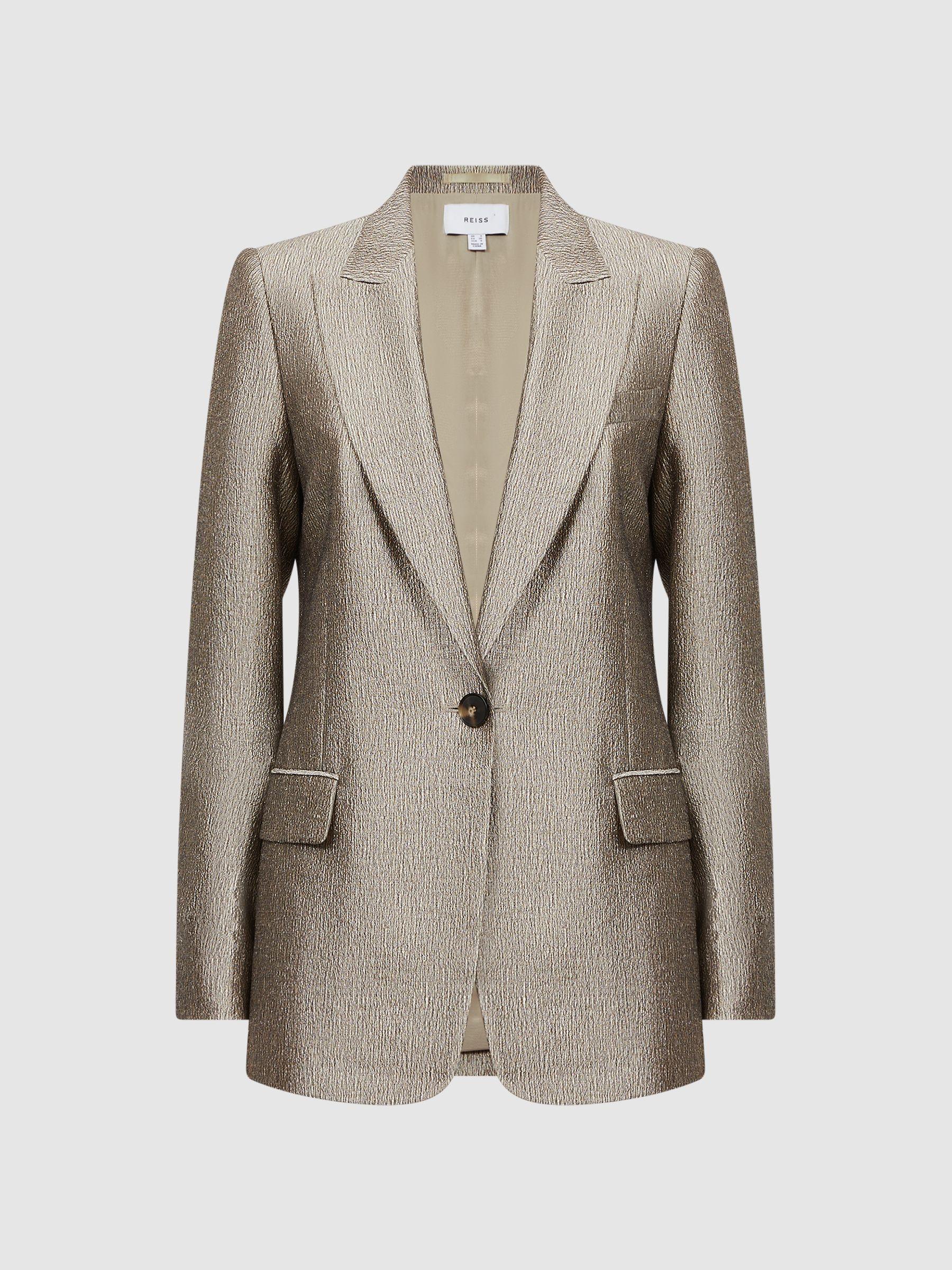 Metallic Single Breasted Blazer in Gold Product Image