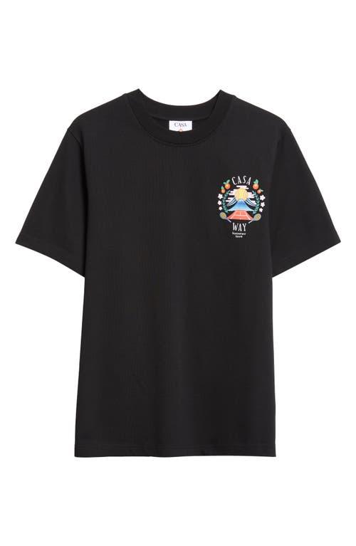 CASABLANCA Mens Casa Way Mountain Brand-print Cotton-jersey T-shirt In Black Product Image