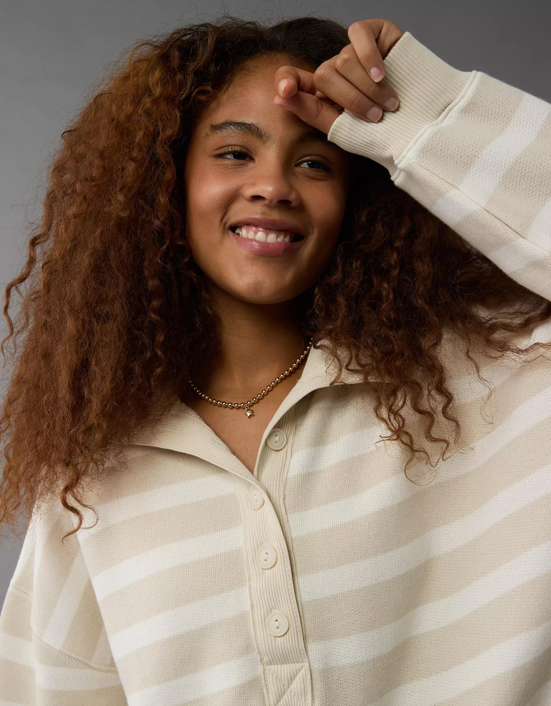 AE Big Hug Henley Sweatshirt Product Image