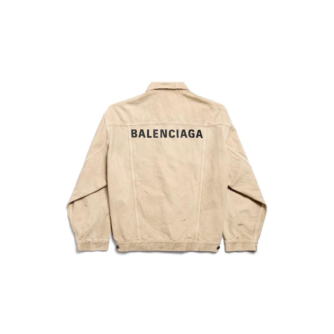 Men's Oversized Denim Jacket in Beige Product Image