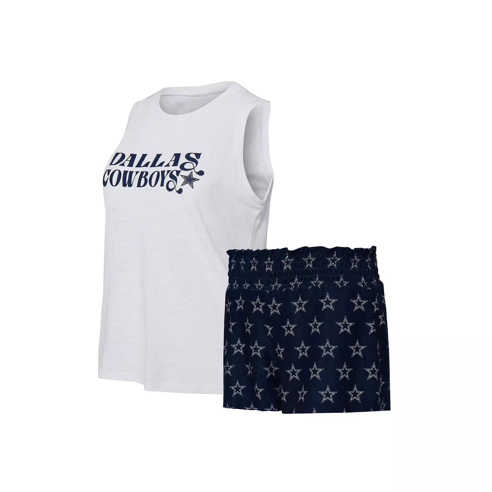 Women's Concepts Sport Navy/White Dallas Cowboys Gauge Tank Top & Shorts Sleep Set,  Product Image