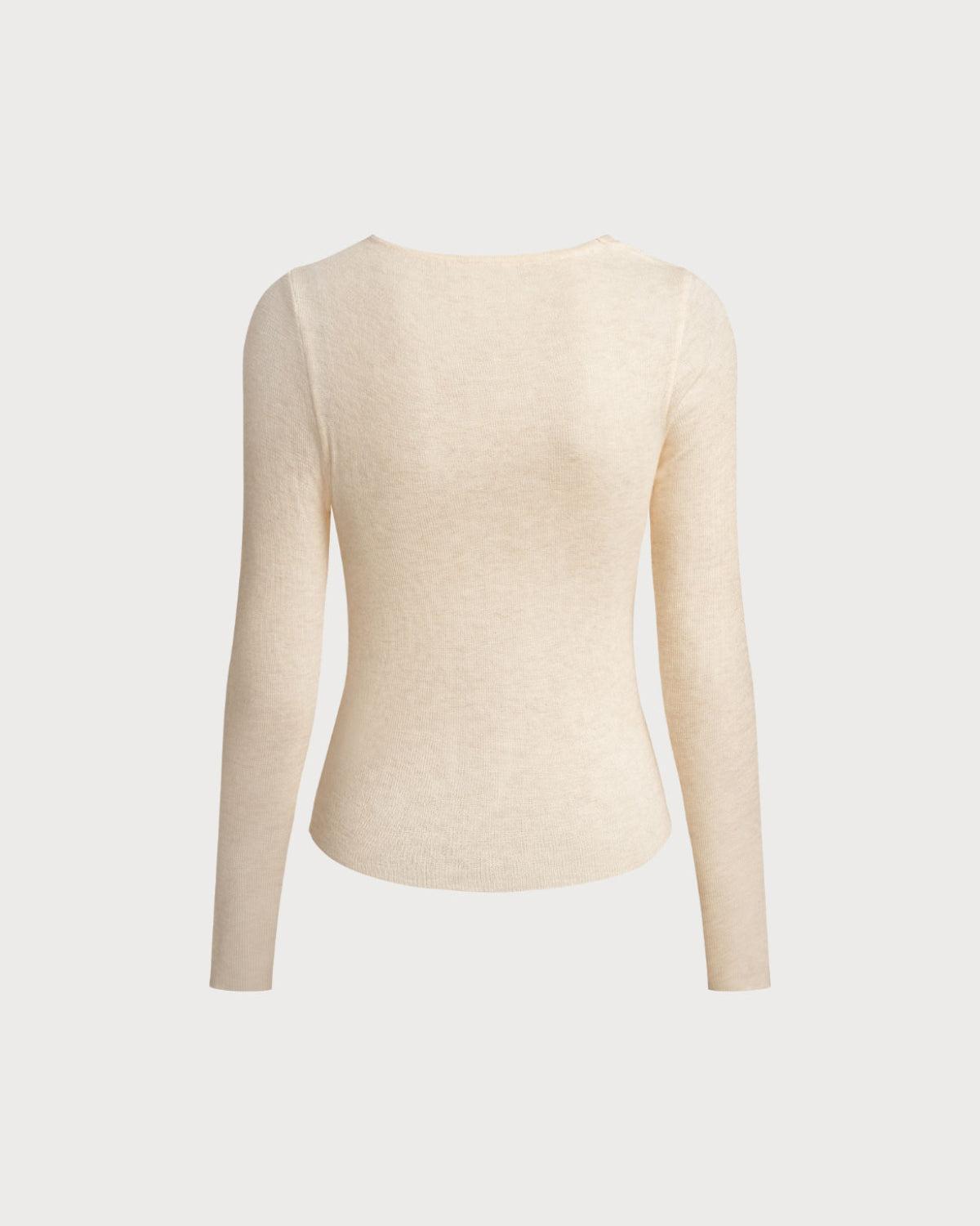 Apricot Cowl Neck Ruched Slim Tee Product Image