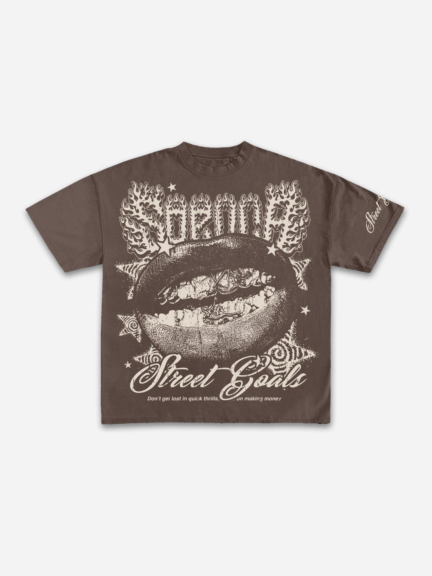 Sopula Street Goals Lip Braces Vintage Graphics Cotton T-Shirt Product Image