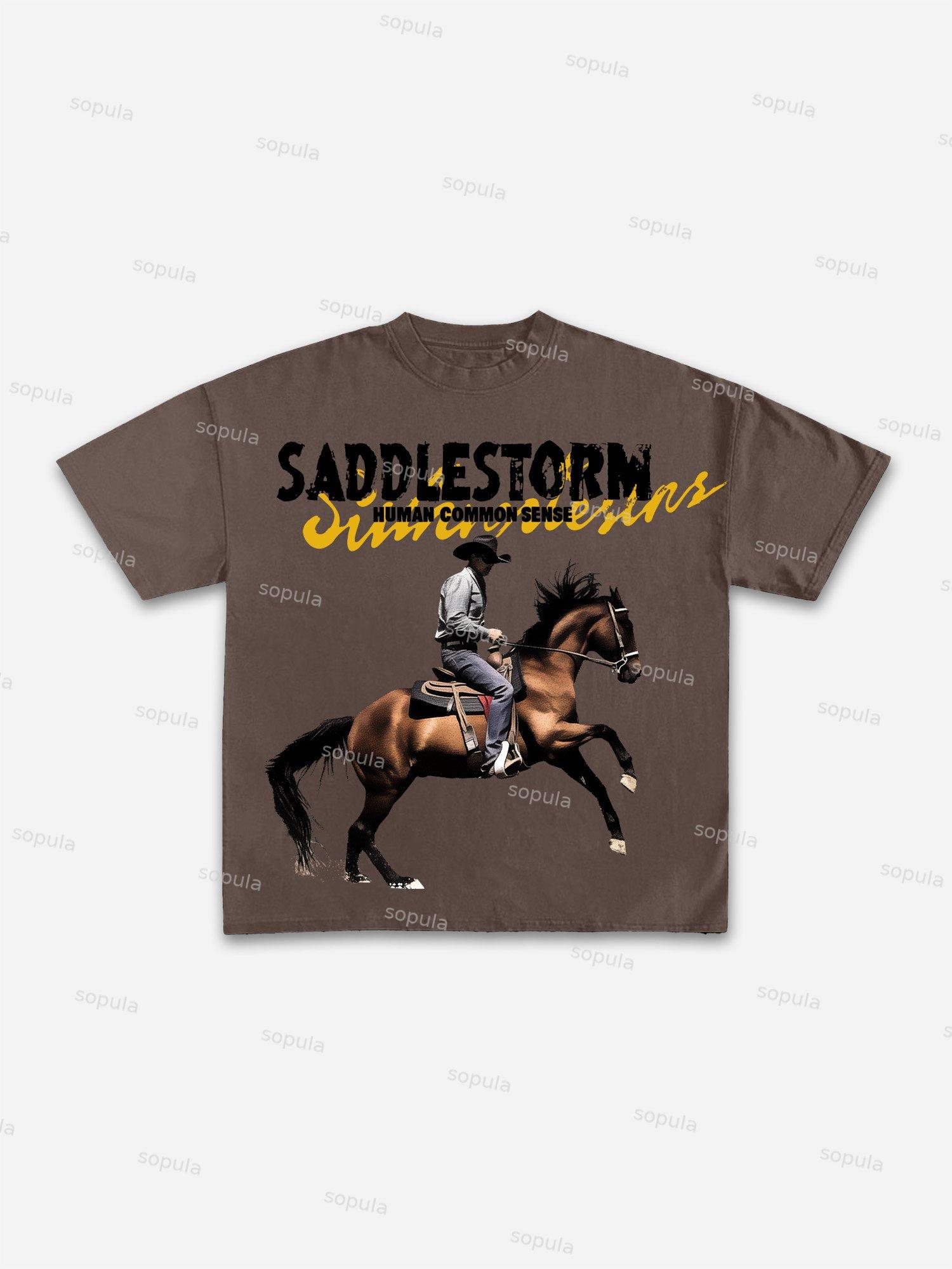 Saddle Storm Rodeo Graphic Cotton T-shirt Product Image