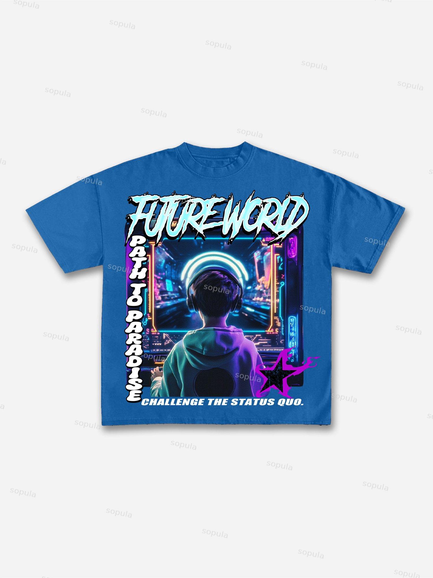 Sopula Future World Brainstorming Graphic Print Cotton T-Shirt Product Image