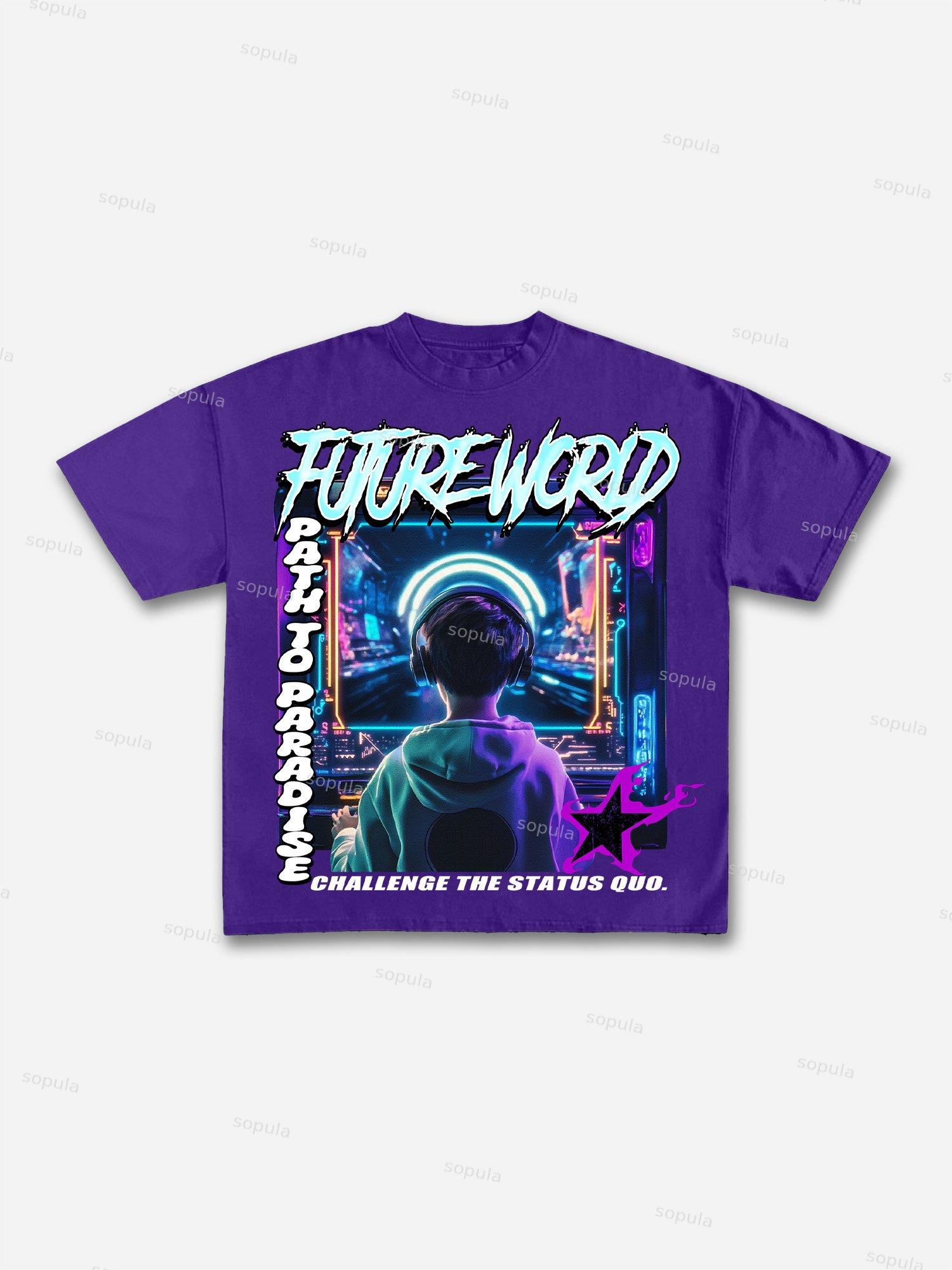 Sopula Future World Brainstorming Graphic Print Cotton T-Shirt Product Image