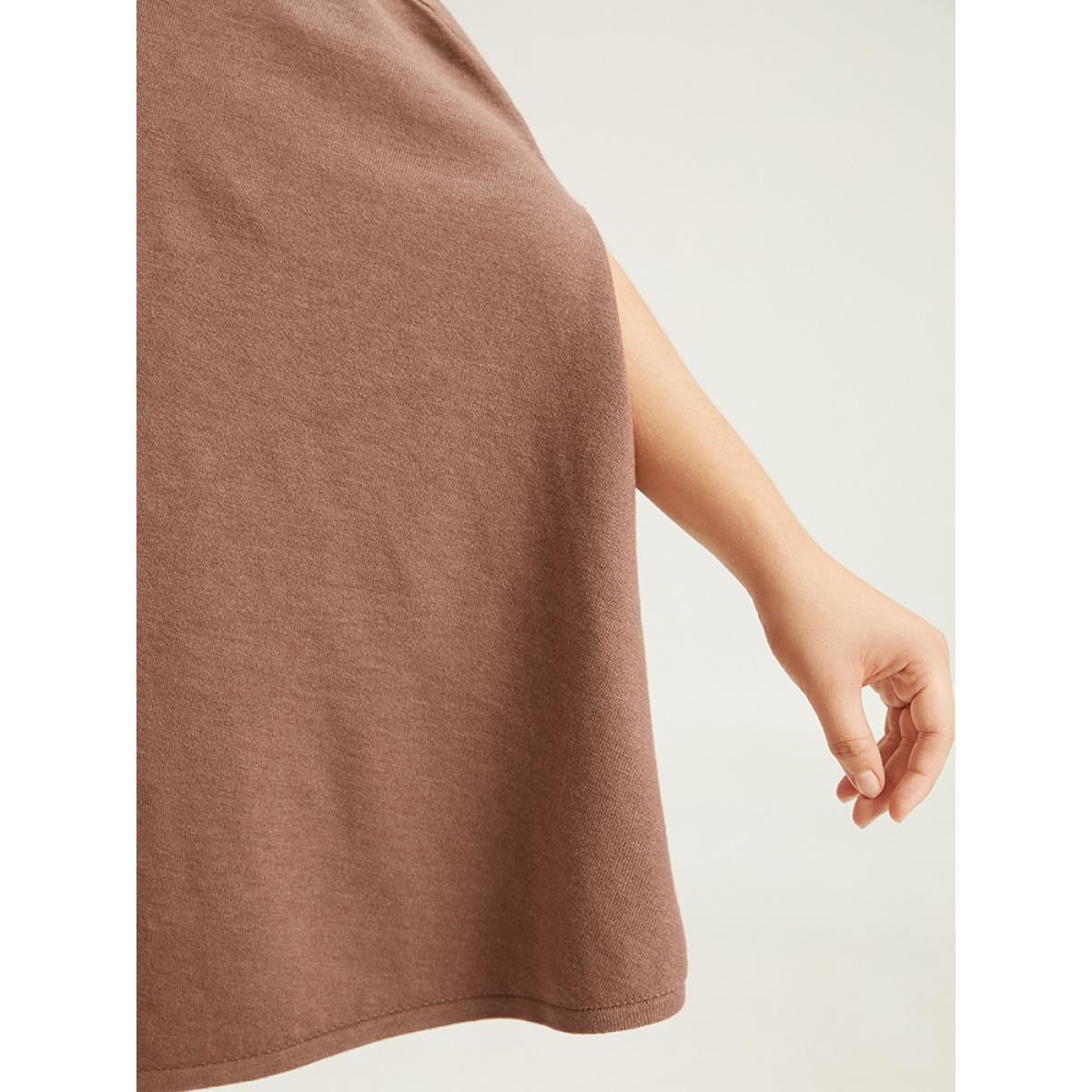 Plus Size Supersoft Essentials Plain Dolman Sleeve Pullover Tan Women Casual Loose Sleeveless Round Neck Dailywear Pullovers BloomChic 30/6X Product Image