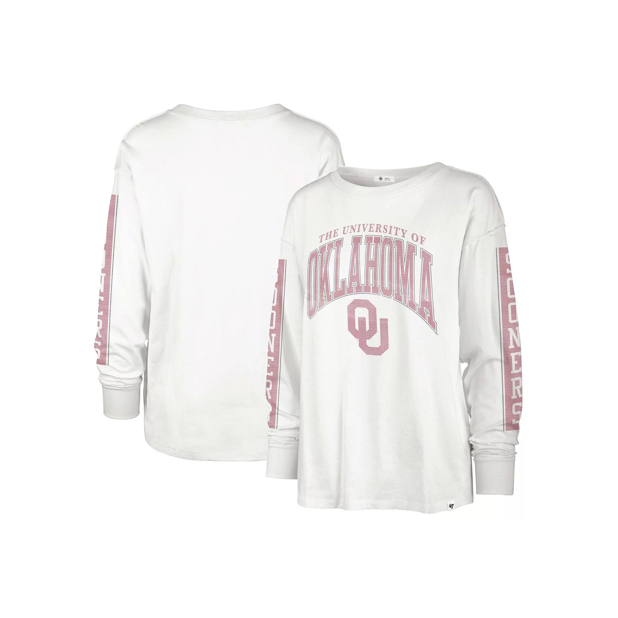 Women's '47 White Oklahoma Sooners Statement SOA 3-Hit Long Sleeve T-Shirt,  Product Image