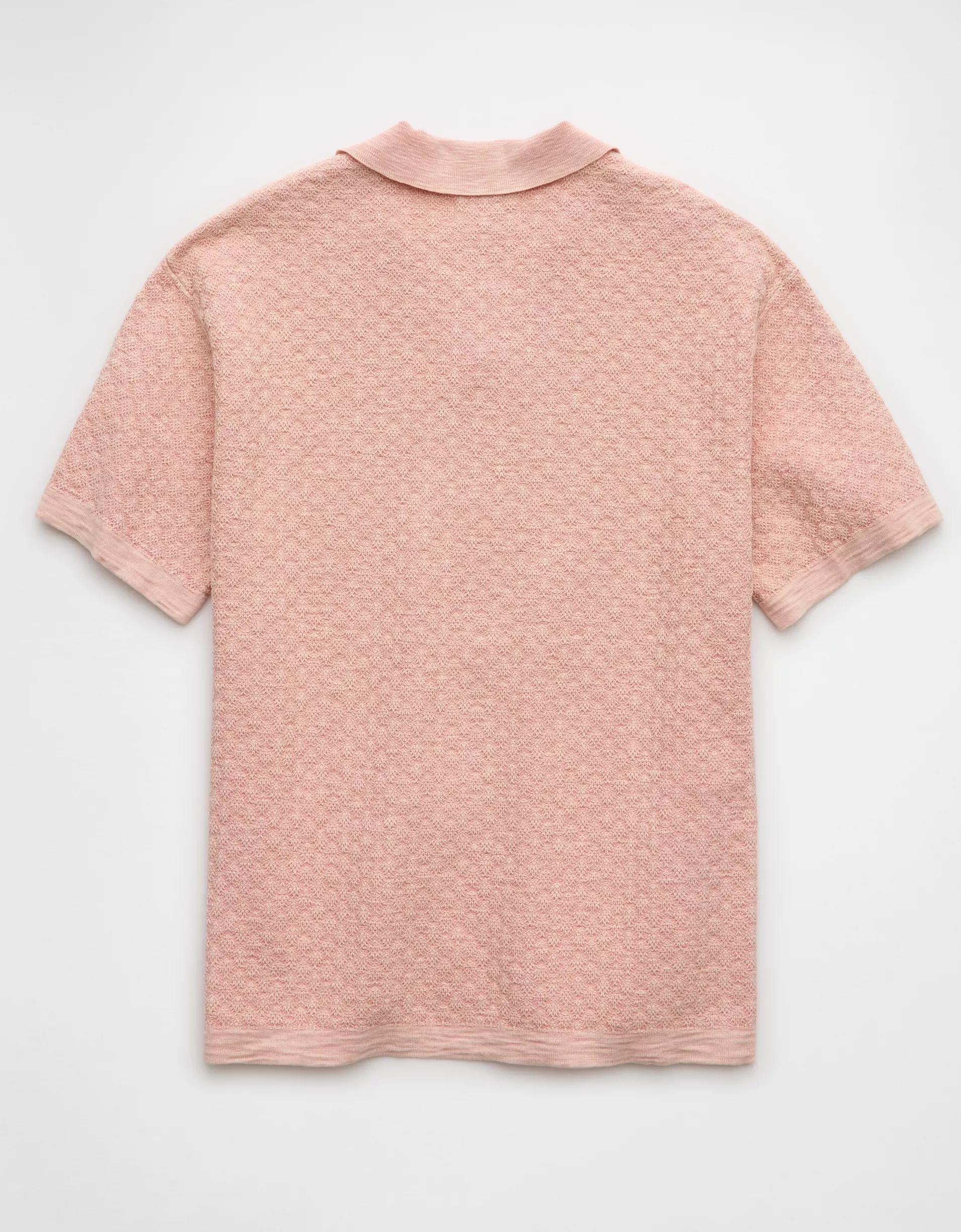 AE Weekend Jacquard Button-Up Sweater Polo Shirt Product Image