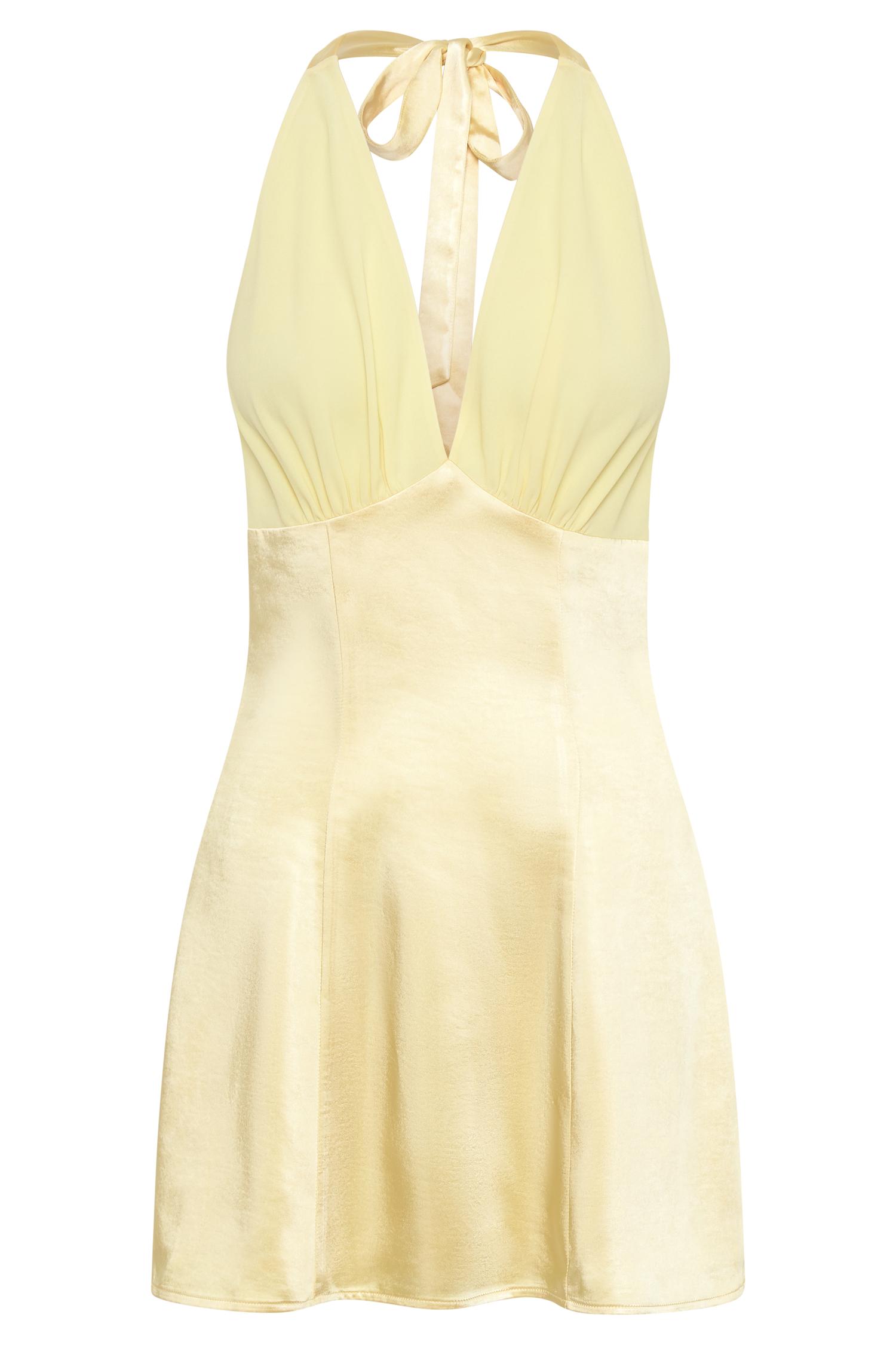 Richelle Satin Mini Dress - Butter Product Image
