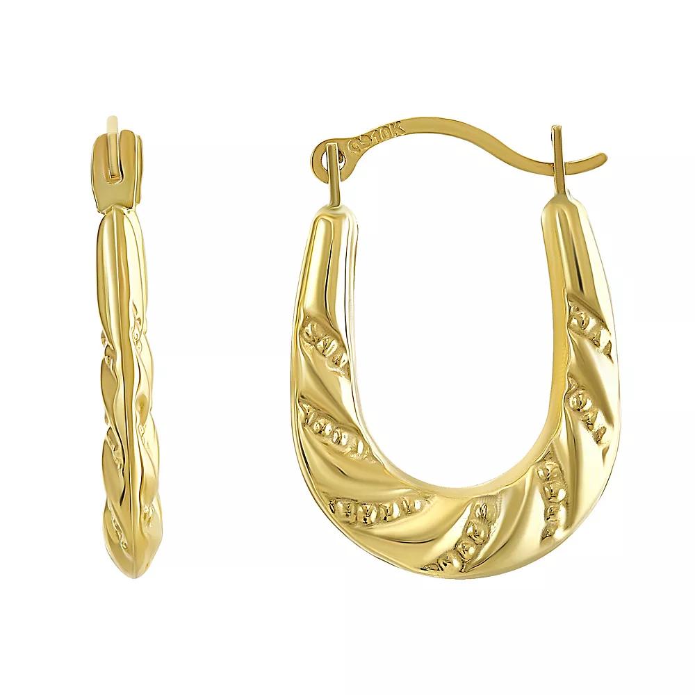 Taylor Grace 10K Gold Beaded Oval Hoop Earrings, Women's Product Image